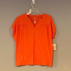 Women’s size PS color intense coral NWT V-neck casual shirt